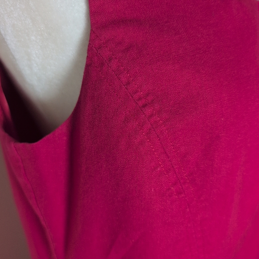 J. G. Hook Women's Sheath Dress 10 Red Linen/Cotton Lined Knee Length Classic - Picture 2 of 12